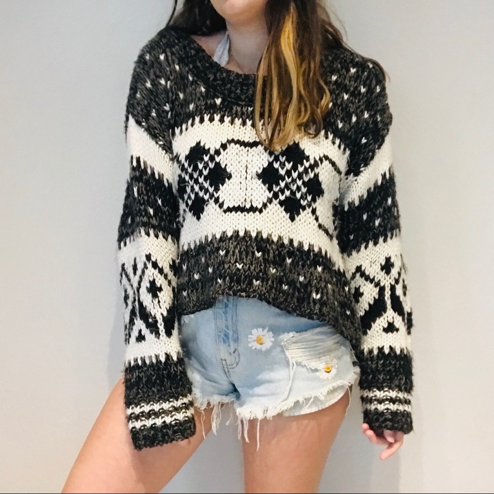 Free People chunky oversized pattern sweater - Picture 2 of 6